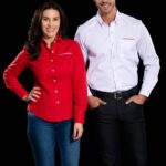 uniforme nissan daruj branco vermelho camisa social